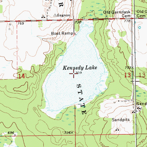 Topographic Map of Kennedy Lake, MI