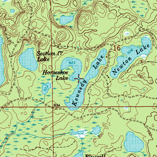 Topographic Map of Kennedy Lake, MI