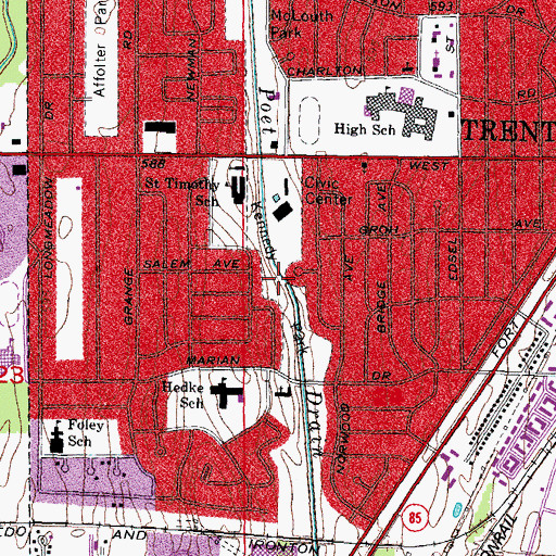 Topographic Map of Kennedy Park, MI