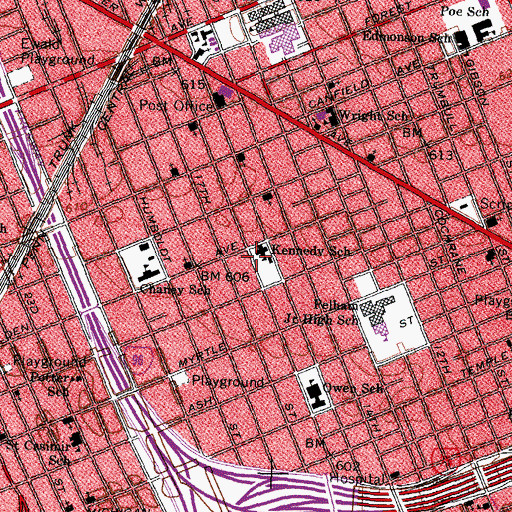 Topographic Map of Kennedy School, MI