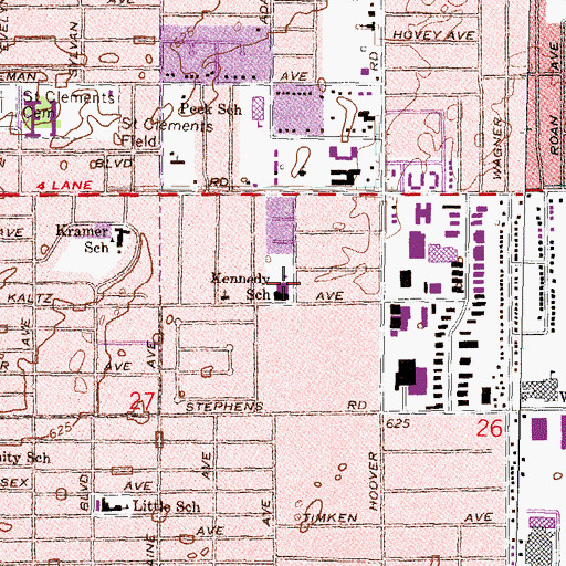 Topographic Map of Kennedy School, MI