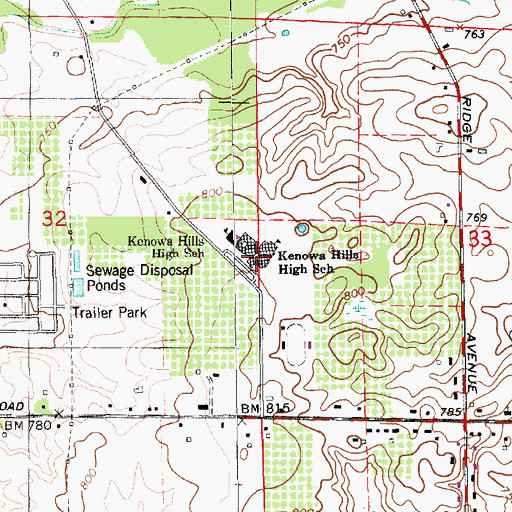 Topographic Map of Kenowa Hills High School, MI