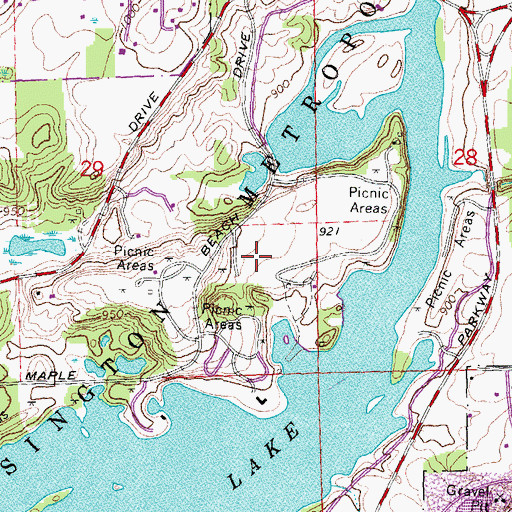 Topographic Map of Kensington Metropolitan Park, MI