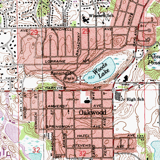 Topographic Map of Kensington Park, MI