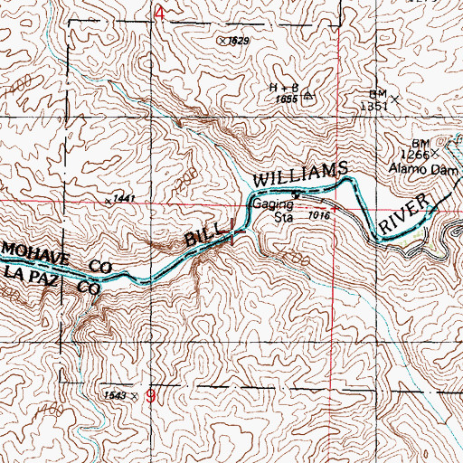 Topographic Map of Ives Wash, AZ