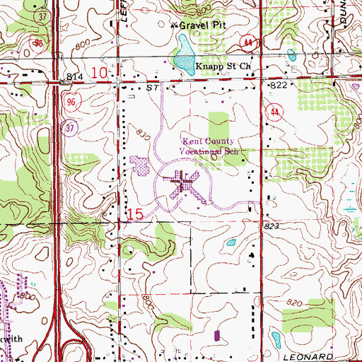 Topographic Map of Kent County Vocational School, MI