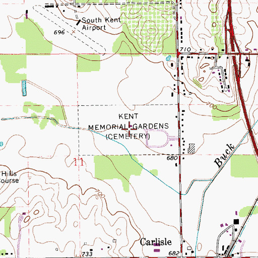 Topographic Map of Kent Memorial Gardens, MI