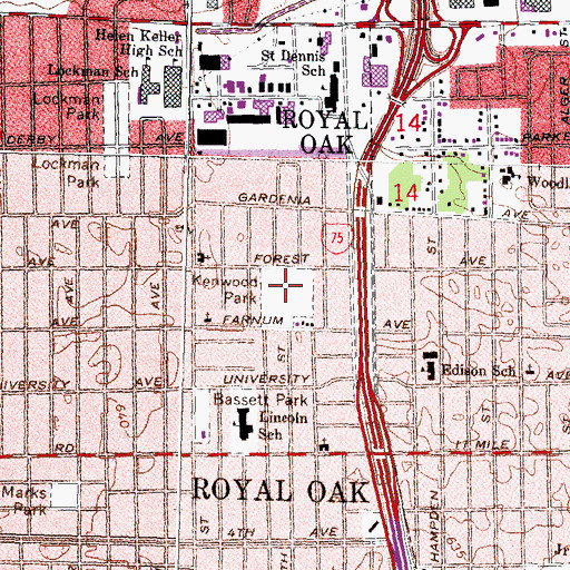 Topographic Map of Kenwood Park, MI