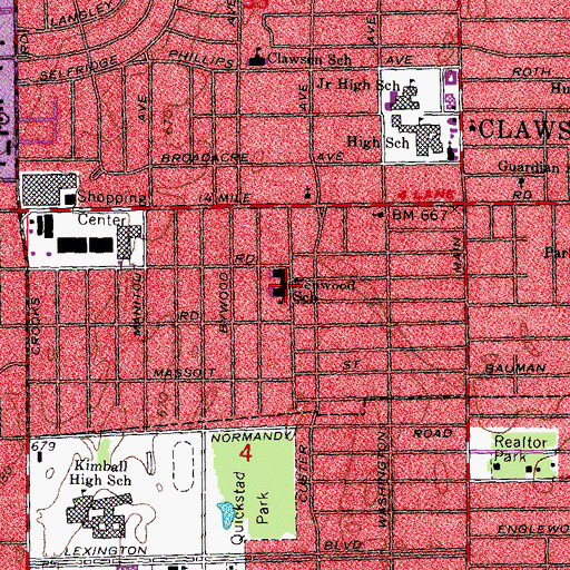 Topographic Map of Kenwood School, MI