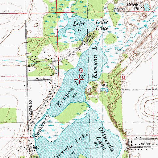 Topographic Map of Kenyon Lake, MI