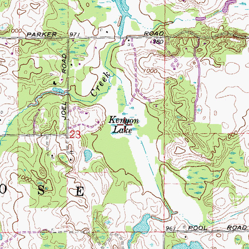 Topographic Map of Kenyon Lake, MI