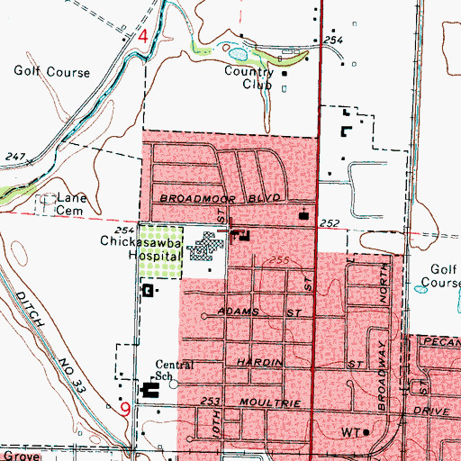 Topographic Map of First Presbyterian Church, AR