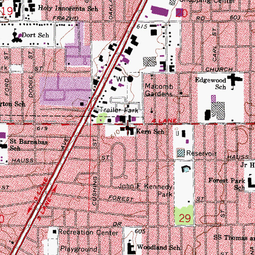 Topographic Map of Kern School, MI