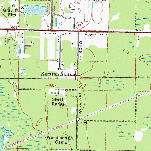 Topographic Map of Kerston Station, MI