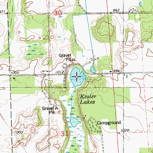 Topographic Map of Kesler Lake, MI