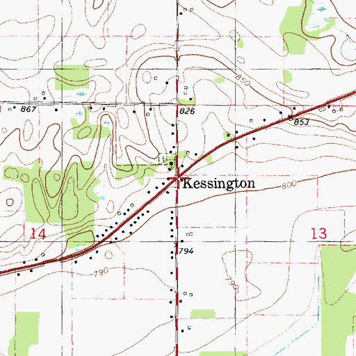 Topographic Map of Kessington, MI