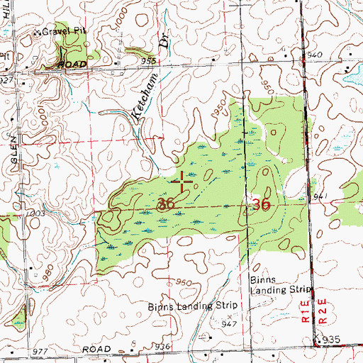 Topographic Map of Ketcham Drain, MI