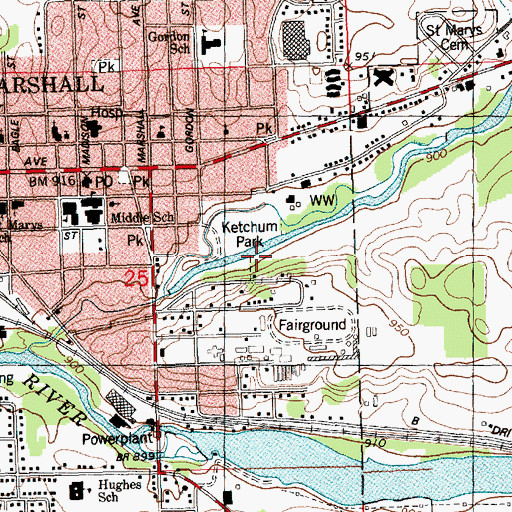 Topographic Map of Ketchum Park, MI