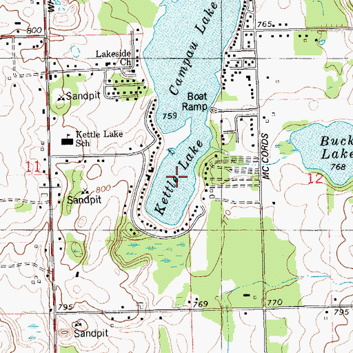 Topographic Map of Kettle Lake, MI
