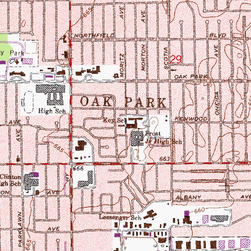 Topographic Map of Key School, MI