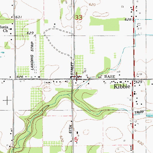 Topographic Map of Kibbie School, MI