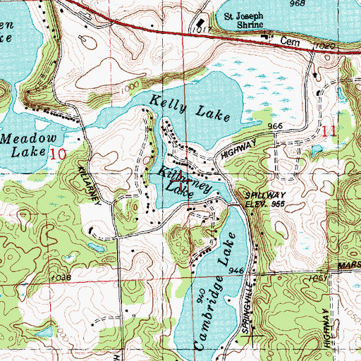 Topographic Map of Killarney Lake, MI