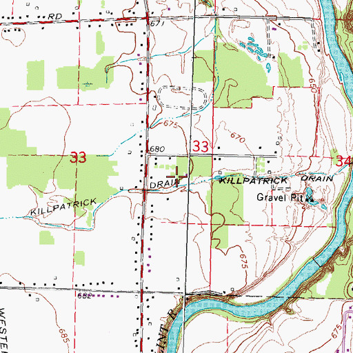 Topographic Map of Killpatrick Drain, MI