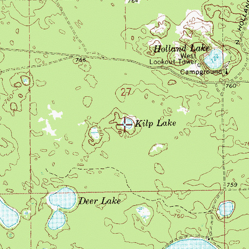 Topographic Map of Kilp Lake, MI