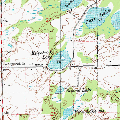 Topographic Map of Kilpatrick Lake, MI