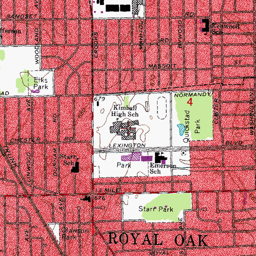 Topographic Map of Kimball High School, MI