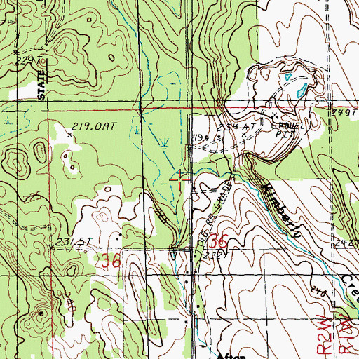 Topographic Map of Kimberly Creek, MI
