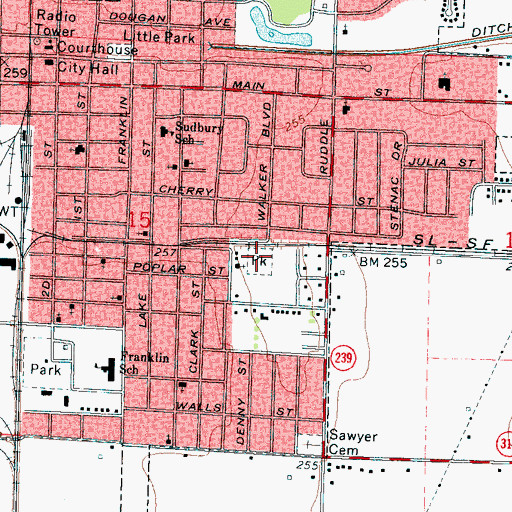 Topographic Map of Mahoney Park, AR