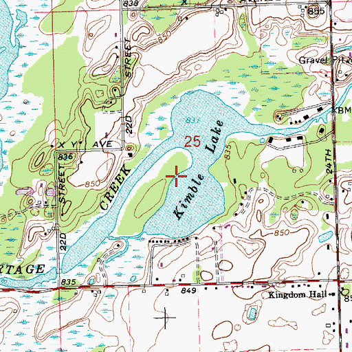 Topographic Map of Kimble Lake, MI