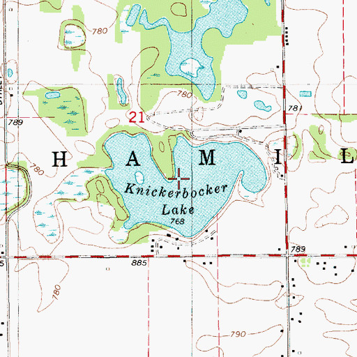 Topographic Map of Knickerbocker Lake, MI