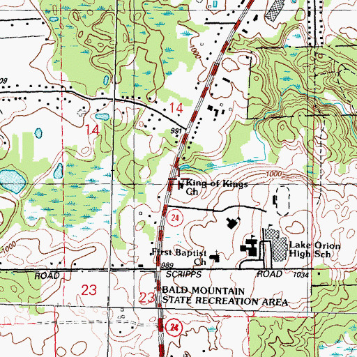Topographic Map of King of Kings Church, MI