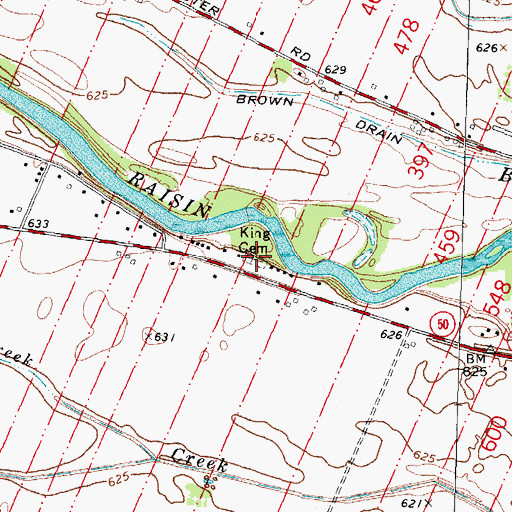 Topographic Map of King Cemetery, MI