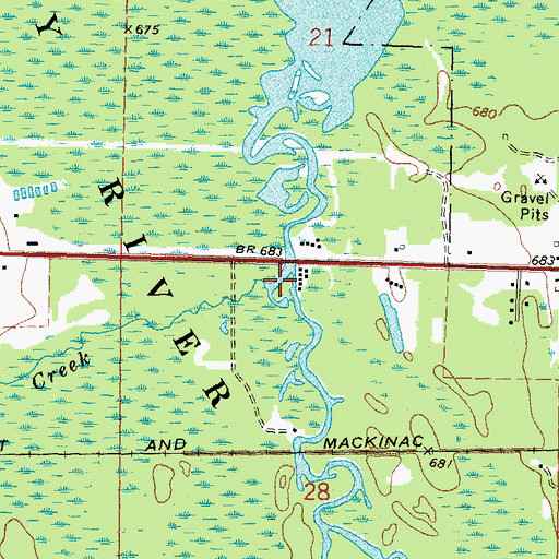 Topographic Map of King Creek, MI