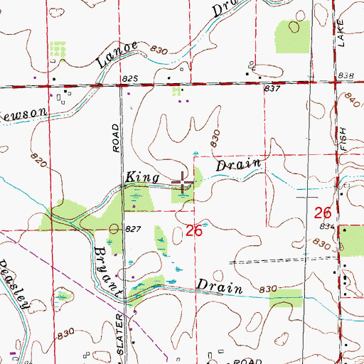 Topographic Map of King Drain, MI