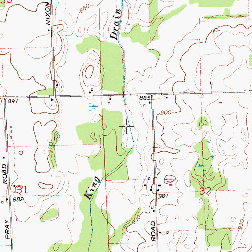 Topographic Map of King Drain, MI