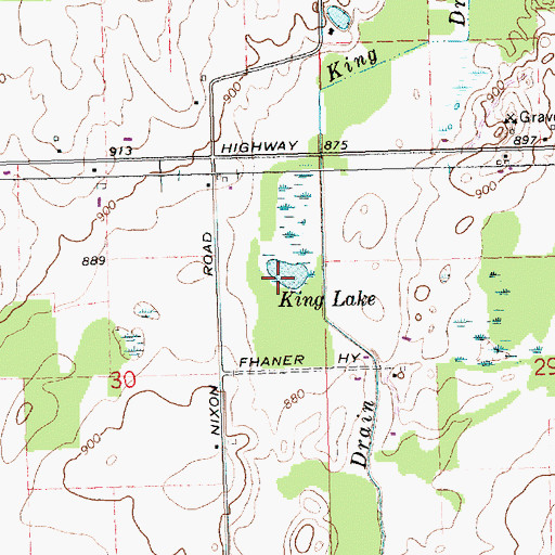 Topographic Map of King Lake, MI