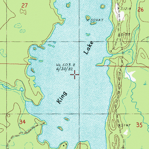 Topographic Map of King Lake, MI