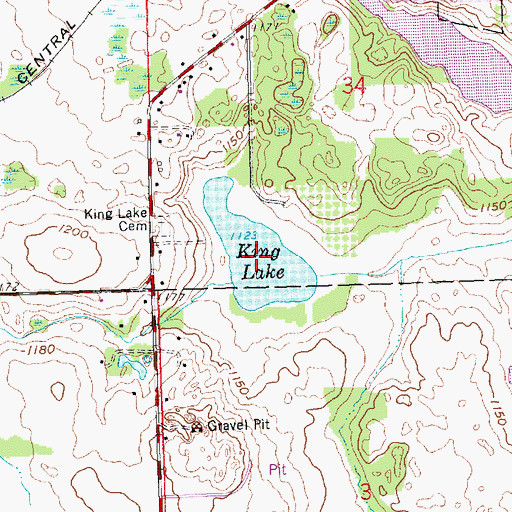 Topographic Map of King Lake, MI