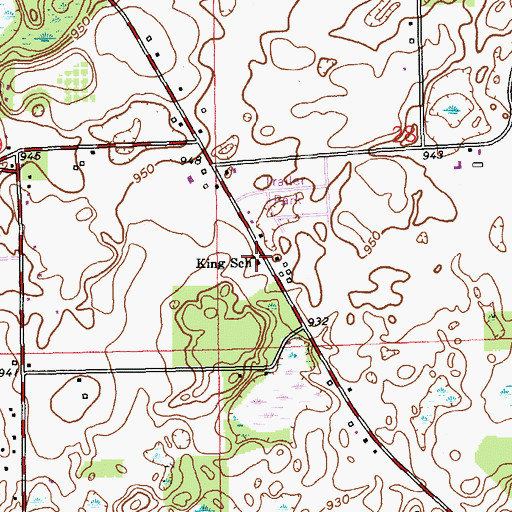 Topographic Map of King School, MI