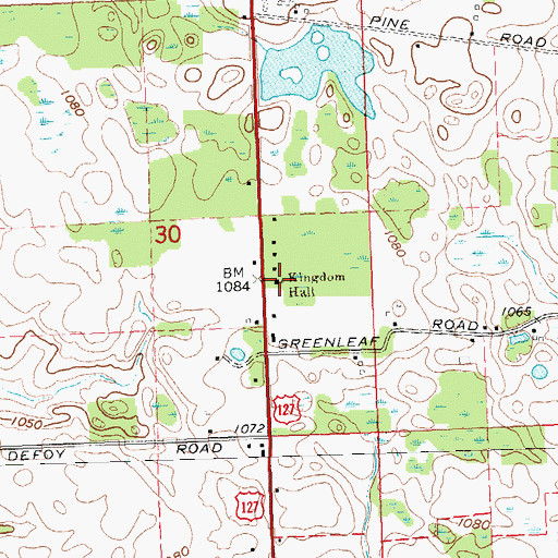 Topographic Map of Kingdom Hall, MI