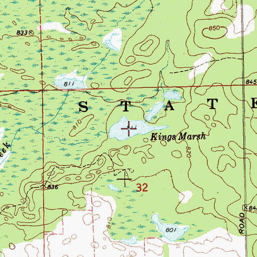 Topographic Map of Kings Marsh, MI
