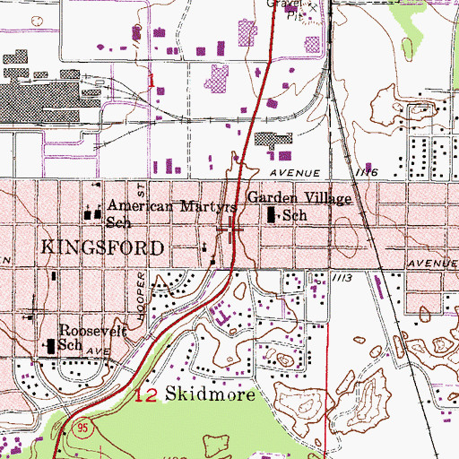 Topographic Map of Kingsford, MI