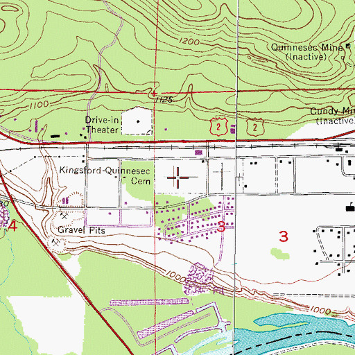 Topographic Map of Kingsford - Quinnesec Cemetery, MI