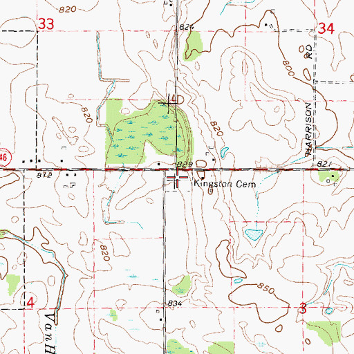 Topographic Map of Kingston Cemetery, MI