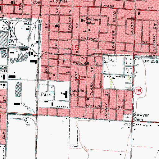 Topographic Map of Mount Moriah Baptist Church, AR