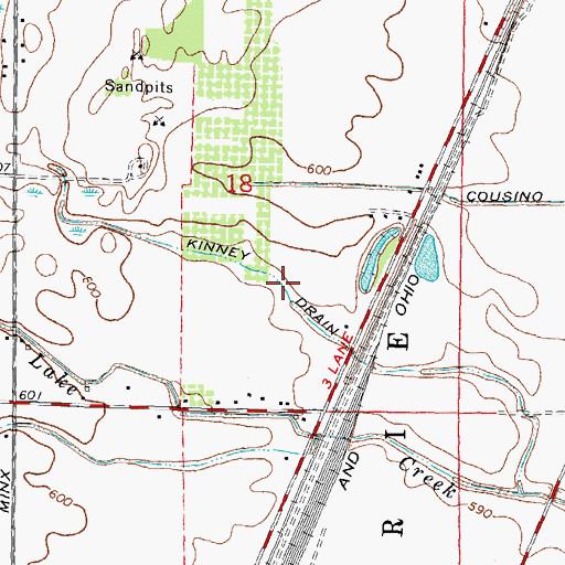 Topographic Map of Kinney Drain, MI